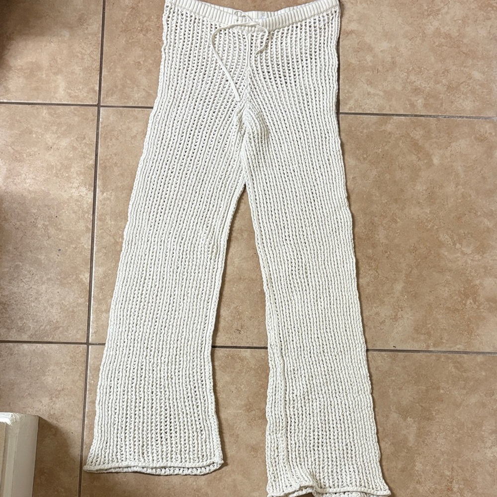 Garage Cream Knit Flare Pants
